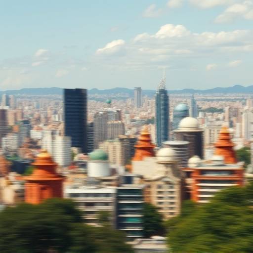 Foto de uma paisagem urbana de São Paulo com prédios e carros em movimento